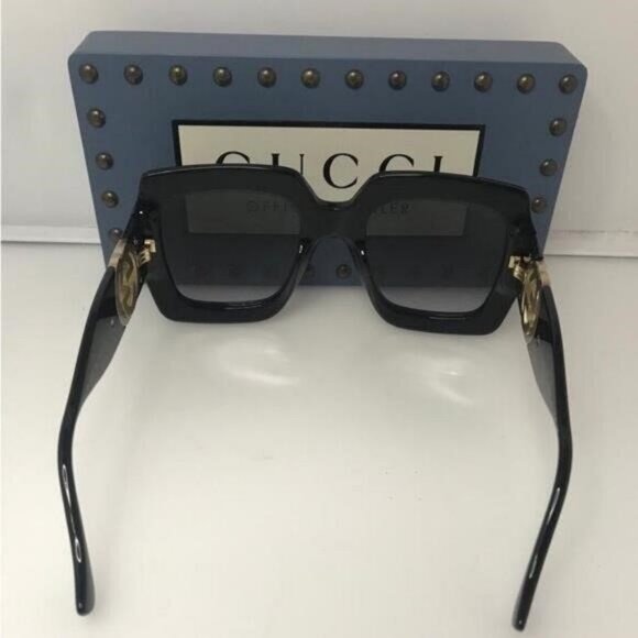 New - 💯- GUCCI GG1022 006 54 23 Oversize Black Sunglasses - Picture 8 of 10
